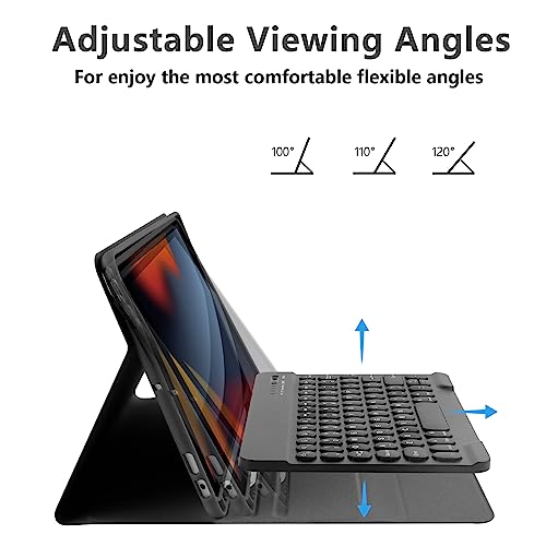 Image of Compatible for iPad 9th 8th 7th Generation Keyboard Case 10.2inch for iPad Air 3 Case with Keyboard, Bluetooth Keyboard for iPad Pro 10.5 3rd Gen), Slim Leather Cover for iPad 2021 /2020 /2019 Black