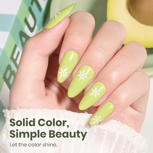 Image of Beetles Green Gel Nail Polish - Fresh Pistachio 15ML /0.51Fl Oz, Light Green Gel Nail Polish, Neon Lime Color Soak Off UV LED Lamp Pastel Nails Art, Manicure Salon DIY Summer Day Nails