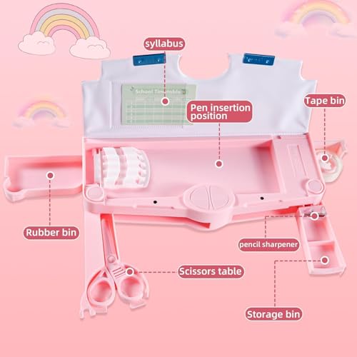 Image of LONGMIRE Plastic Multi-Functional Unicorn Theme Magnetic Pencil Box for Kids Compass Box for Girls Stationery Box Buttons Operated Pencil Box for Kids with Accessories (Multicolor)