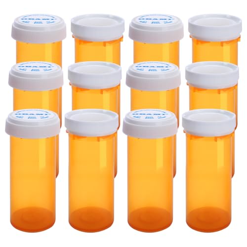 Plastic Empty Pill Bottles with Double Sided Use (Child Resistant & Easy Open) Caps - Medicine Container Pill Case Dispenser Organizers (30 Dram, 12pcs)
