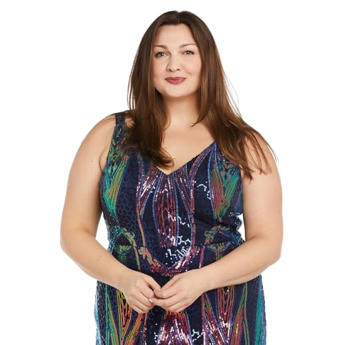 Image of Long Sleeveless Sequined Gown with Leg Slit
