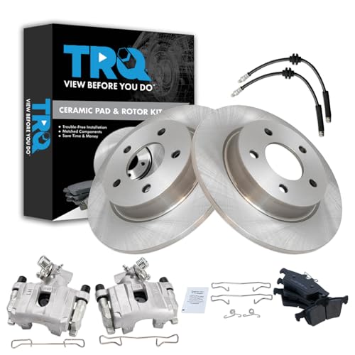 Image of TRQ Rear Brake Pad and Rotor Set Ceramic Calipers Compatible with 2009-2013 Mazda 3