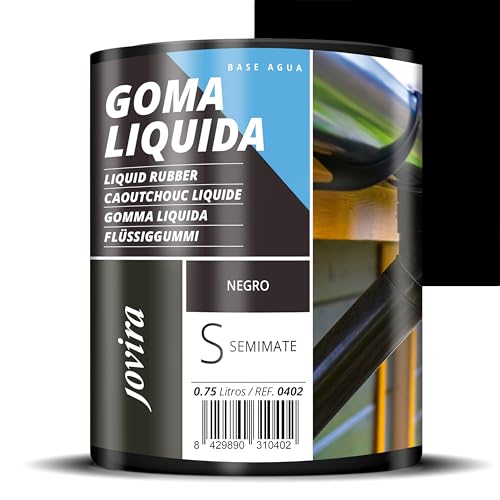 JOVIRA PINTURAS Goma Líquida al Agua. Impermeabilizante especial para sellar, proteger y reparar. (750 Mililitros, Negro) C-47