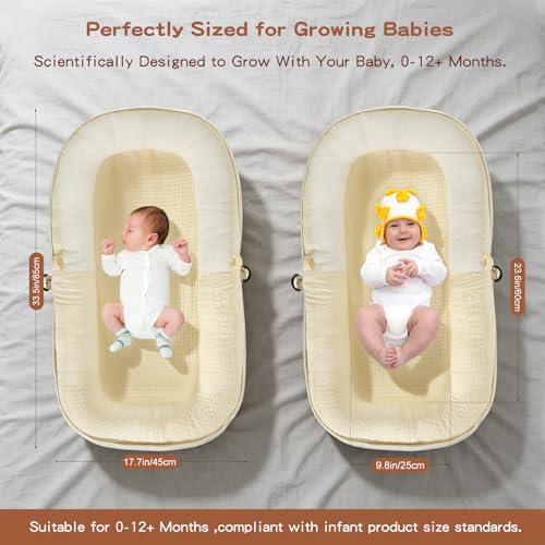 Image of Baby Lounger, Portable Foldable Infant Lounger for Newborn to Toddler(0-12 Month), Baby Nest with Removable Washable Cover for Home Travel Dual-Purpose