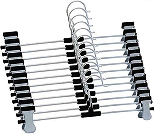 Image of ROLLYWARE Stainless Steel Hangers, Metal Adjustable Non Slip Clips, Space Saving Swivel Hook, Cloths Pants Skirt Children Shorts Hanger, Slack Jacket Dress Shirt Clothes Scarf Saree Coat Pack of(3).