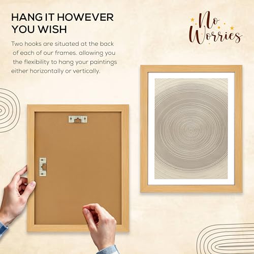 Image of NoWorries Modern art framed Wall paintings for home Decoration Living Room /Bedroom /Dining Room Decorative wall painting for Office hotel,cafe,room decor ''300 GSM Premium Poster Paper Print'' Cafeteria and Lounge - Synthetic Wooden Frames (pattern-illustration) (Set of 2, Framed Painting)(Frame Size-13x17inches) (BROWN, LARGE)