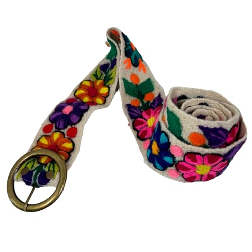 Zoeartcrafts Peruvian Belt Handmade Embroidered Belt, artistic, floral pattern, embroidery