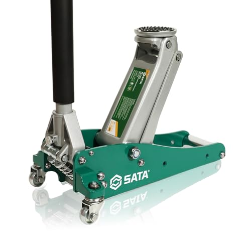 SATA 1.5-Ton (3,300 lb) Aluminum & Steel Hybrid Jack, Portable Design with Dual-Piston Quick Lift...