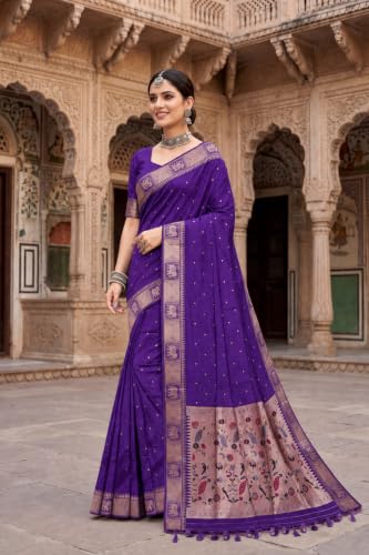 Image of Women's Paithani Silk Tassel Finish Saree Ethnic Unstitched Blouse Piece