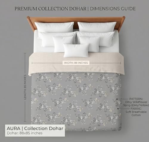 Image of BSB HOME 280 GSM Reversible Dohar for Double Bed, Ultra Soft Microfiber AC Blanket, Lightweight All Season Blanket, Breathable, Skin Friendly, 85 x 88 Inches (216 x 224 cm) - Dove Grey