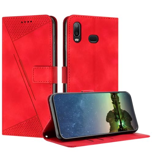 Mo-Beauty Funda para Samsung Galaxy A10S / M01S, Carcasa de Cuero PU Magnético Caso a Libro Magnético Soporte Plegable Flip Antigolpes Protectora Funda para Samsung A10S/M01S - Rojo