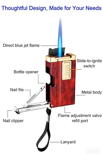 Encendedor a llama de soplete a prueba de viento recargable miniatura 5
