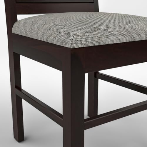 Image of Solid Sheesham Wood 4 Seater Dining Table Set with Cushioned Chairs for Dining Room | Living Room | Home & Office | Hotels Restaurant & Cafe (4 Seater, Walnut E)