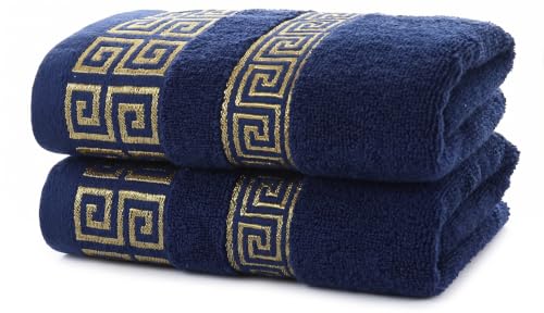 Image of Zym Multi Purpose Towel Set | 100 Cotton Soft Absorbent Bath and Kitchen (19 Inch X 33 Inch) Pack of 2 Blue