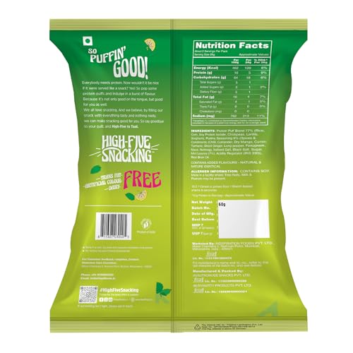 Image of Taali Jowar & Protein Puffs | 60 gm (Pack of 12) | Pudina Punch | Healthy Roasted Tasty Snacks, Ready to eat | 100% Veg., Gluten free products,No Cholesterol, No Trans-Fat