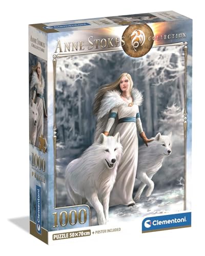 Clementoni - Puzzle pour Adultes 1000 Pièces, Anne Stokes Winter Guardians Compact Box, Fabriqué en Italie, 39957