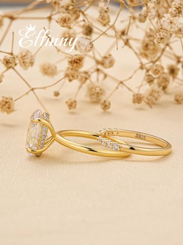 3.5ct Elongated Oval Cut Wedding Ring Set,Solitaire Engagement Ring with Open Wedding Band,925 Sterling Silver Bridal Ring Set 6