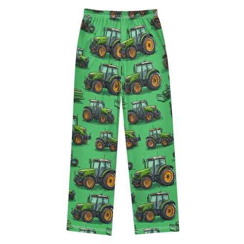 Cute Tractor Green Pattern Pajama Lounge Pants with Pockets Sleepwear Soft Elastic Waist PJ Bottoms 6-14 Years2