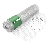 Wiltec Malla metálica de acero galvanizado para pajarera malla hexagonal 25 mm altura 0,7 malla para conejos y gallinas cercado de animales terrazas y jardines