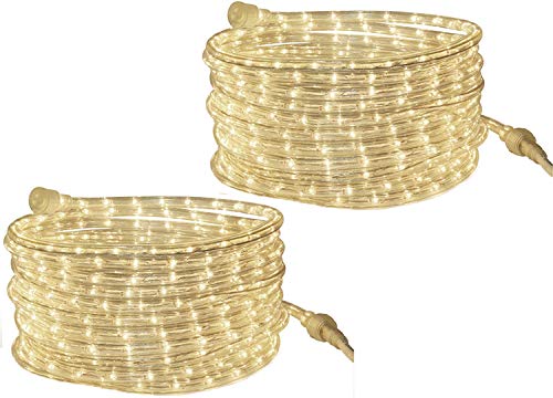 Best Seller Tupkee LED Rope Light Warm-White - 24 Feet (7.3 m), for Indoor and Outdoor use - 10MM Diameter - 144 LED Long Life Bulbs Rope Tube Lights - Pack of 2