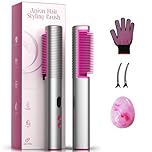 Hair Straighteners Brush, 2-in-1 Ionic Straighten & Smooth Tool for Instant Frizz Control, Fast Heating, Anti-Scald Design, Digital Display, 9 Temps–Ideal for Beginners, Professionals, Women & Gifts