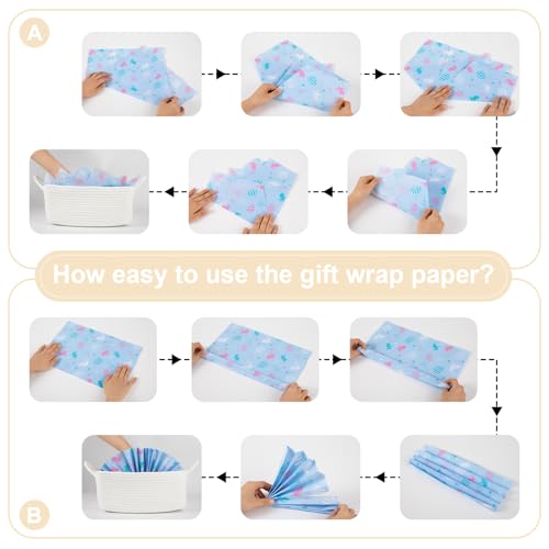 Image of OIAHOMY Woven Basket, Gift Basket Empty with Gift Bags, Ribbons and Wrap Tissue Paper, Rope Baskets for Baby Showers, Storage Baskets with Handles for Nursery, Pet Toy Organizer - Easter White