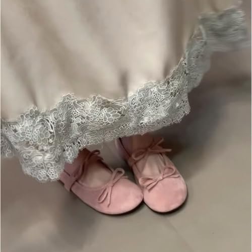 Pink Flats Shoes Women Coquette Satin Ballet Flats Cute Shoes Y2k Ballet Flats with Strap3