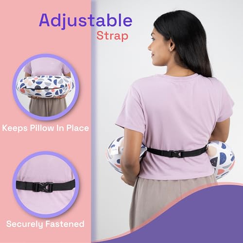 Image of Wakefit Feeding Pillow for New Born Baby | 3 Months Warranty | 5 in 1 Nursing Pillow for Breastfeeding with Cotton Removable Cover | Bekky, Multicolor