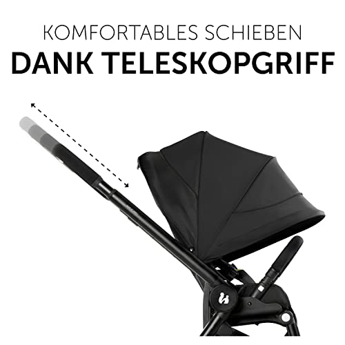 Hauck Kinderwagen 2in1 Move So Simply Set mit Babywanne, wendbarer Sitz für Kinder, bis 25 kg, Liegefunktion, Teleskopgriff, Leichtlaufräder, 4-fach-Federung, UV-Schutz 50+, Faltbar, Schwarz