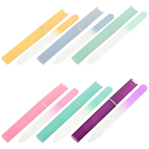 Hemobllo Set de Manicura Profesional 6 Limas de Cristal de Colores Degradados Rosa Azul Verde Amarillo Morado Turquesa para Cuidado y Pulido de Uñas Adultas Accesorio Ergonómico