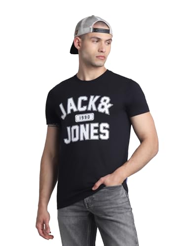 Image of Jack&Jones Men's Cotton Logo Print Slim Fit T-Shirt