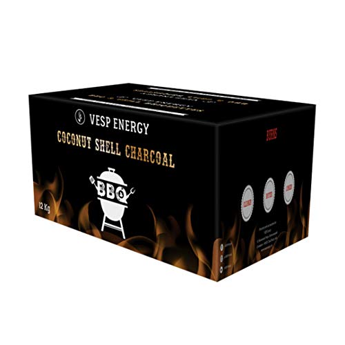 VESP Energy Charcoal Briquettes 12kg for Barbecue/Grill/TANDOOR with Fire Starter Cube for...