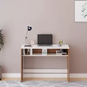 FURNEASER Witely Engineered Wood Study Table, Workstation, Computer, Laptop, WFH Office Desk, Gaming Table with Storage, Standard, 80cm (Exotic Teak & White)