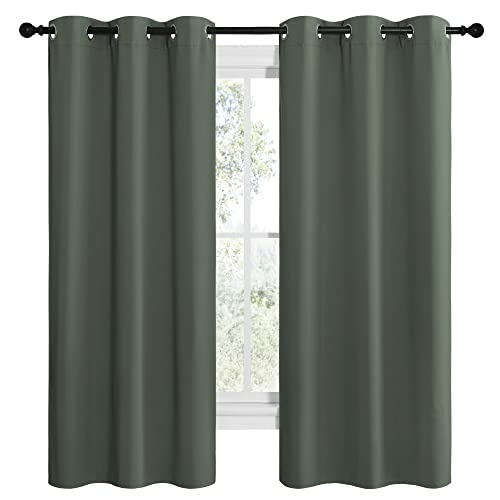Image of NICETOWN Blackout Curtain Panels, Home Decoration Thermal Insulated Solid Grommet Blackout Drape for Dining Room (Dark Mallard, 1 Pair, 42 by 68-Inch)