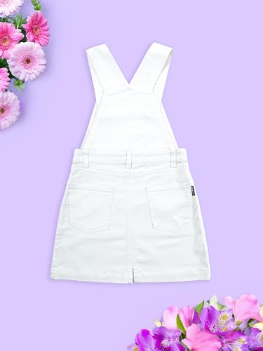 Image of KiddoPanti Girls Solid A-Line Fit Pinafore 5 Pocket Denim Dungaree Skirt