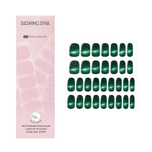 Dashing Diva Glaze Effects Nail Strip Set - Spending Spree - Long Lasting, Chip Resistant, Semi-Cured Gel Nail Strips - 4-Piece Manicure Set with 32 Strip