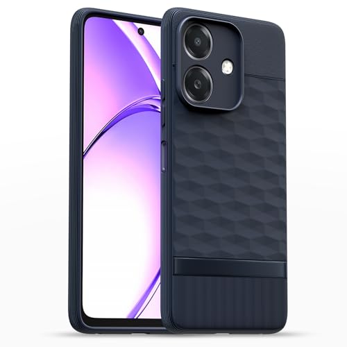 Image of Pikkme Back Cover for Realme C61 / Realme Narzo N61 Camera Protection 3D Hexa Cube Design Silicone Protective Bumper Case (Blue)