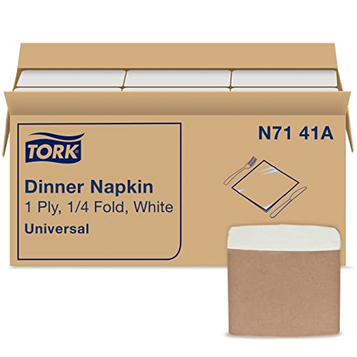 Tork White Dinner Napkin, 1/4 Fold 1-ply, 17
