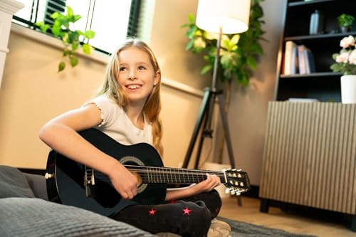 Image of MAX SoloArt Junior 30-inch Small Size Classical Acoustic Guitar Starter Kit for Kids (Aged 3-8 Years) Includes Gig Bag,Tuner, Strap, Extra Nylon Strings & Picks Designed & Engineered in Netherlands