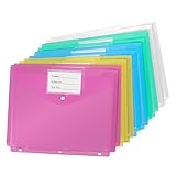 10pcs Plastic Envelopes Envelopes Binder Envelope Folder for 3 Ring Binder Letter Size/A4 Assorted...