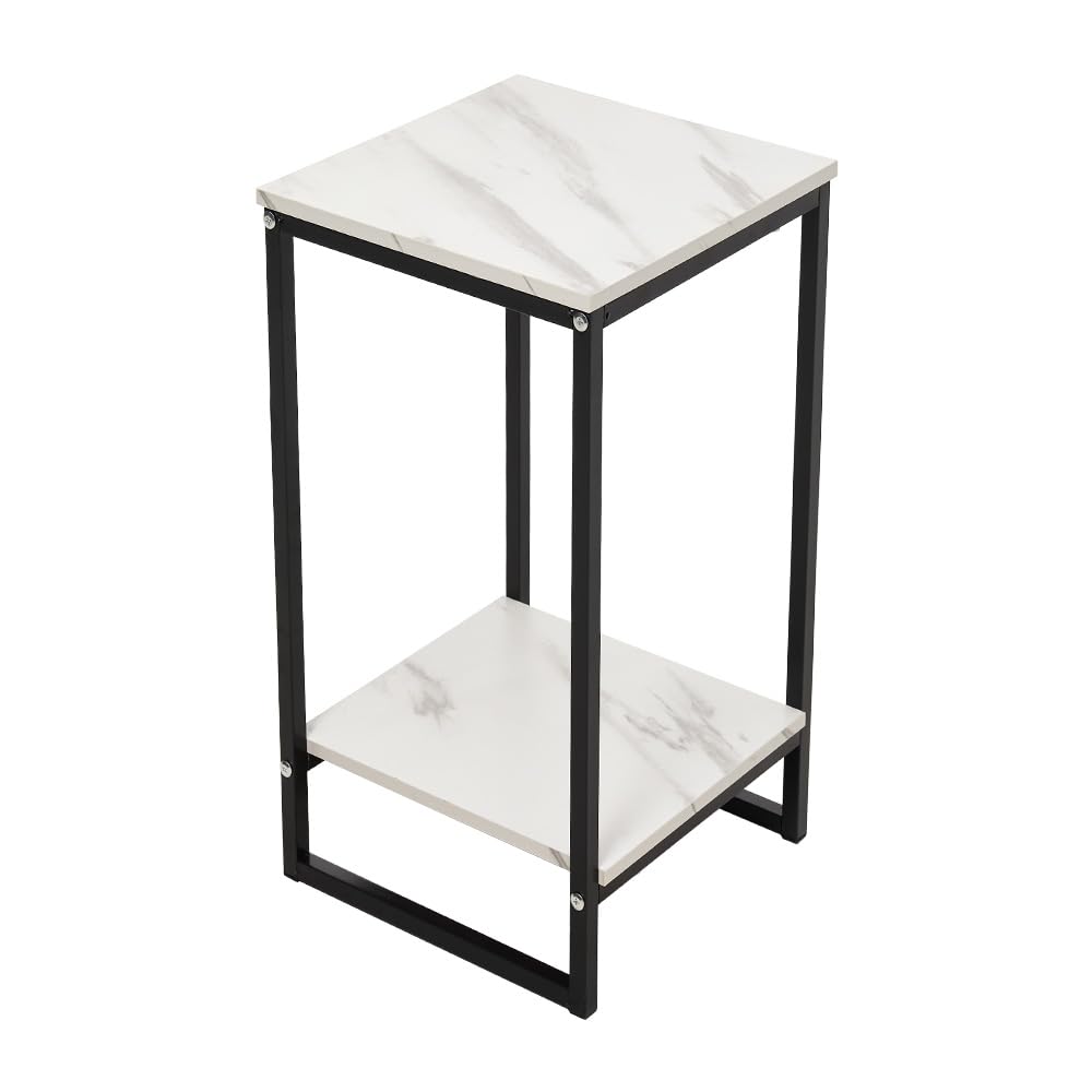 INMOZATA 90 Hight 2‑Tier Side Table, White Metal Plant Stand Outdoor Indoor