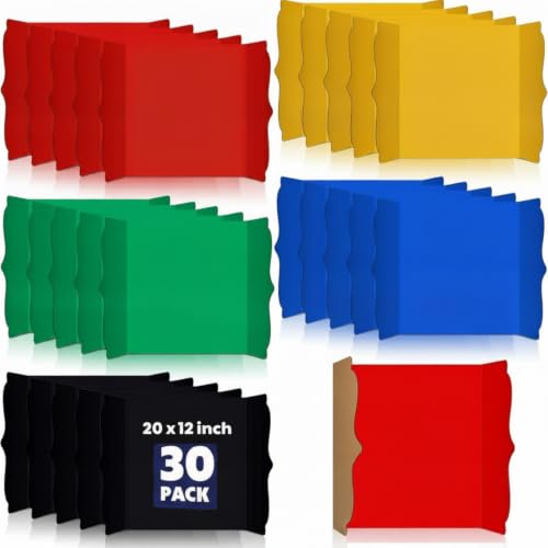 Image of Censen 30 Pcs Trifold Display Board Bulk 12 x 20 Inch Small Colorful Trifold Poster Board Presentation Boards Corrugated Poster Project Boards for Photo Collage Craft Displays Back to School Supplies