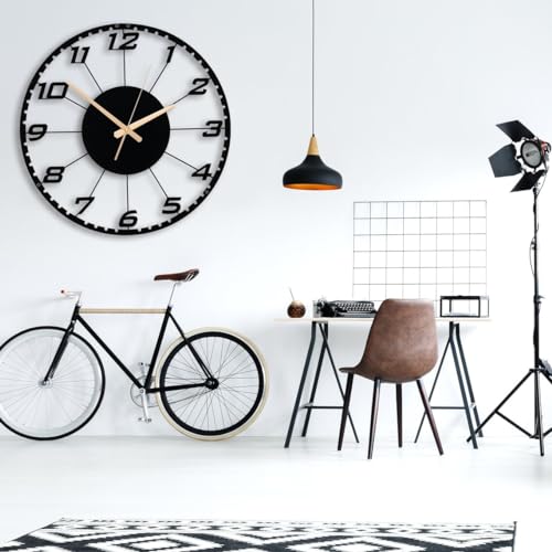 Image of Minimalist Metal Wall Clock with Latin Number, Modern Silent Metal Clock for Kids Room, Large Metal Wall Clock,Wanduhr Metal,Horloge Murale 17.7 INCH