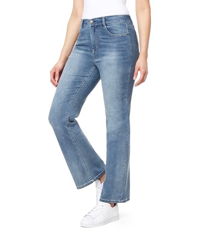 WallFlower Women's Juniors InstaVintage Fearless Curvy High-Rise Stretch Flip Flop Flare Ankle Jeans