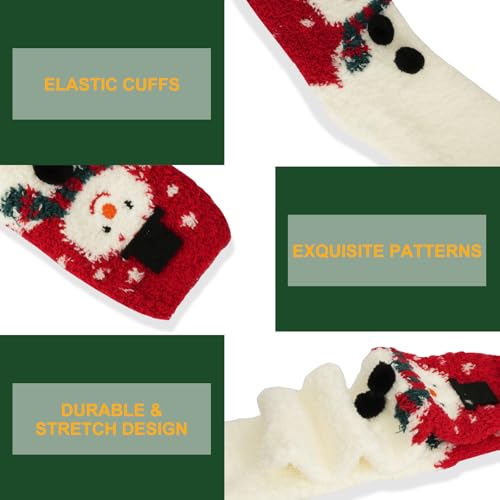 Image of Fuzzy Snowman Winter Socks - Soft & Warm Non-Slip Lounge Socks for Women & Men, Cozy Cold Weather Gift, Cute Novelty Slipper Socks