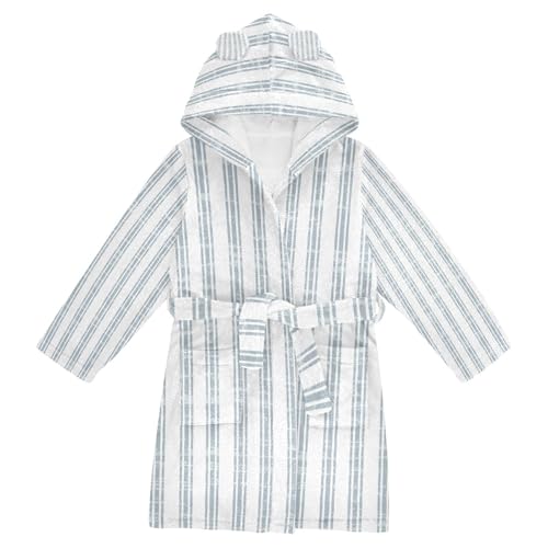 Kids Bath Robes Girls Seamless Vertical Stripes Texture Hooded Robe
