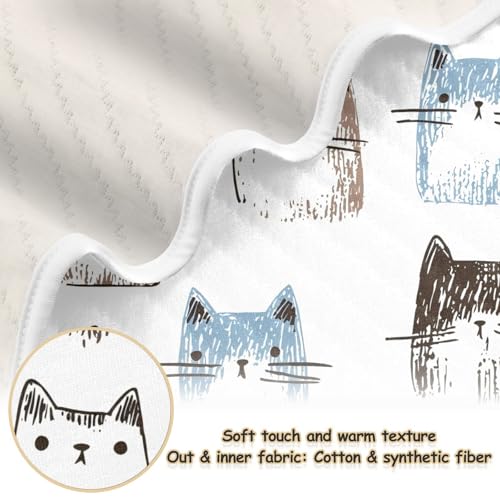 Image of vvfelixl Baby Swaddle Blanket for Boys Girls Cat Crayons Drawn Baby Blanket for Newborn Nursery Blanket for Crib Stroller 30x40 in