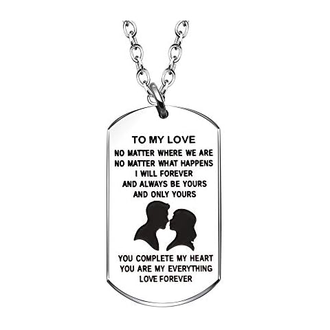 YONGHUI Couples lovers Dog Tag Necklace Jewelry Birthday Anniversary Valentine's Gifts Stainless Steel Pendant Boyfriend Girlfriend Husband Wife Necklaces Cover