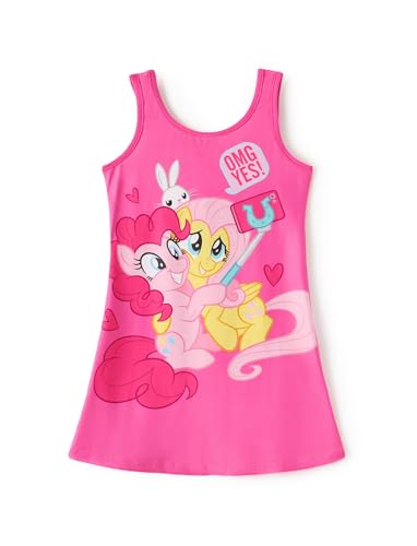 My Little Pony Toddler Girls A Line Skirt Graphic Print Dress Kids Comfort Spring Summer Clothes for Birthday Gift Party Outfit Dark Pink 4-5 Years