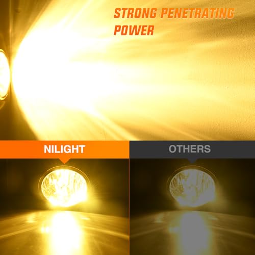 Image of Nilight Fog Lights Assembly Compatible with 2001 2002 2003 2004 2005 2006 2007 Toyota Sequoia 2000-2006 Tundra(NOT fit steel front bumper models) w /9006 12V 51W Bulbs Amber Lens